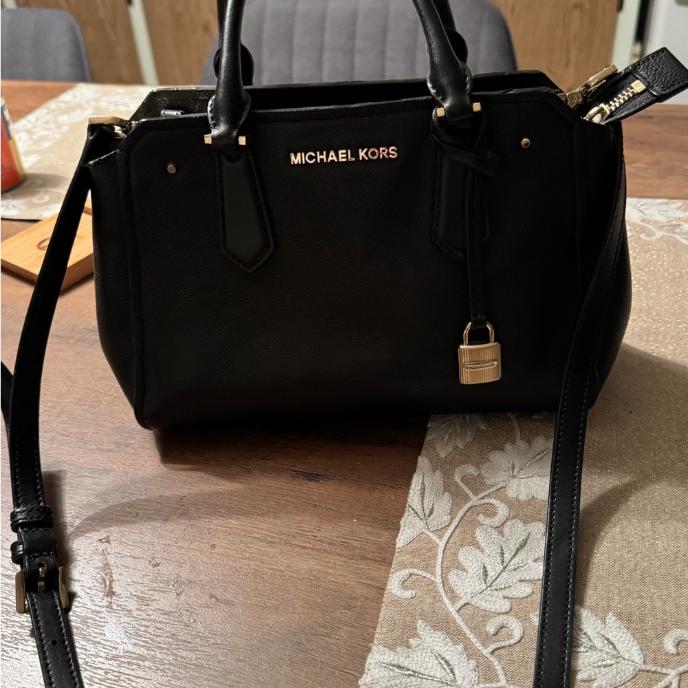 Michael Kors Black Satchel with Gold Accents